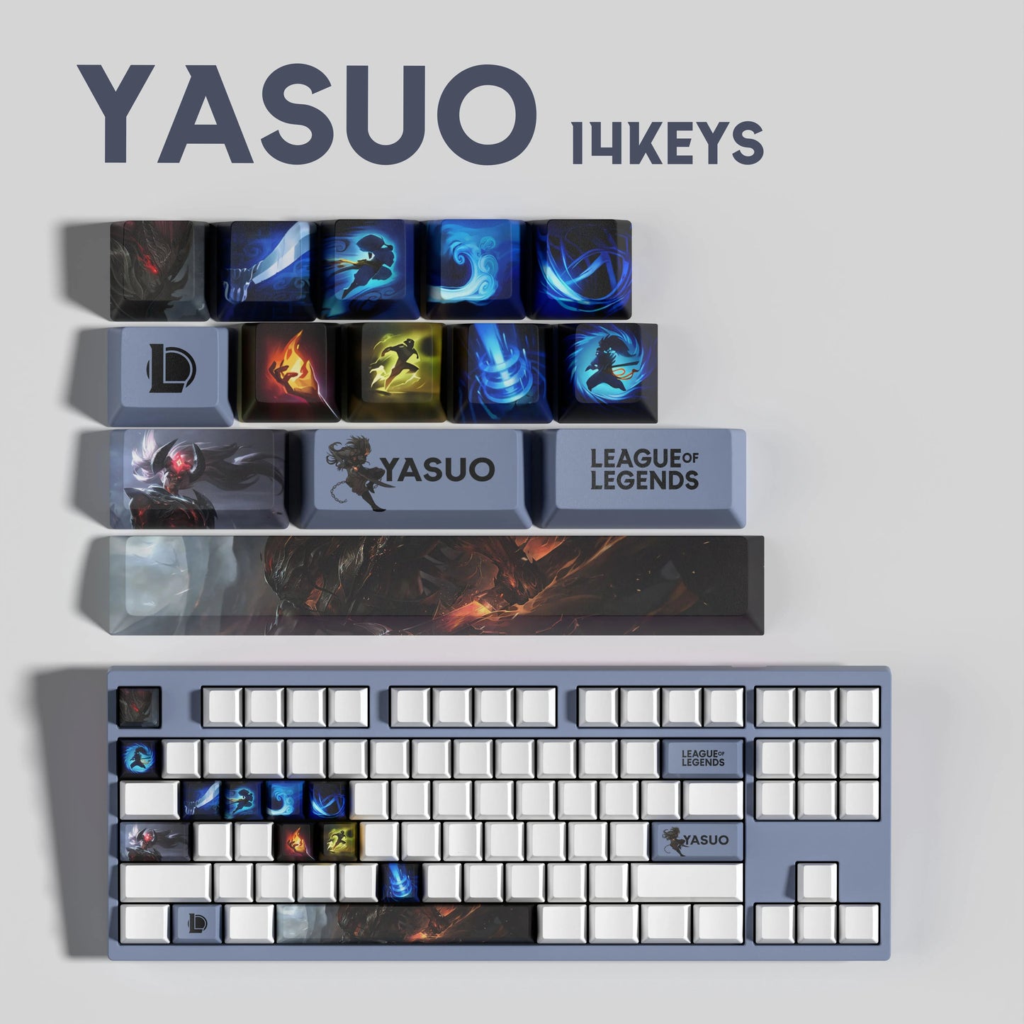 NEW SPECIAL EDITION League of Legends Yasuo Keycaps – 14 Key
