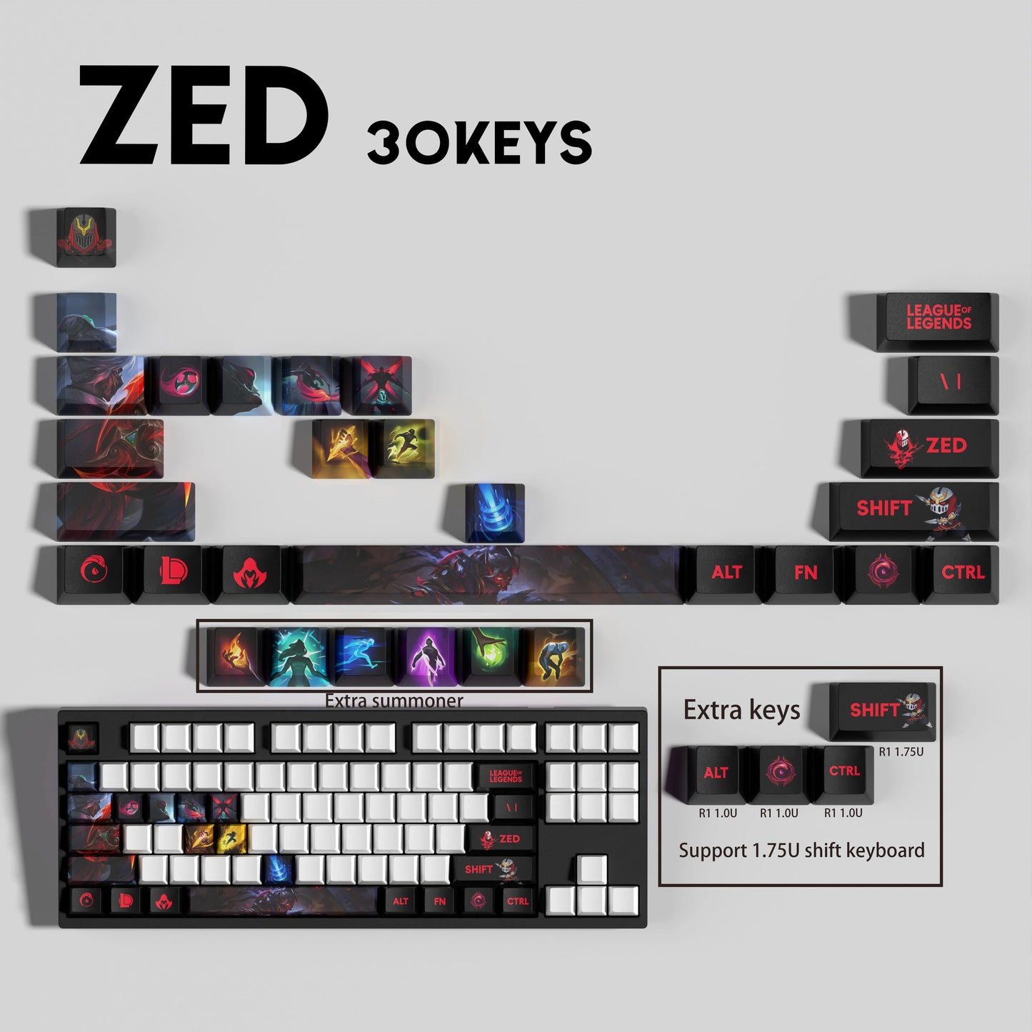 SPECIAL EDITION League of Legends Zed Keycaps – 30 Key