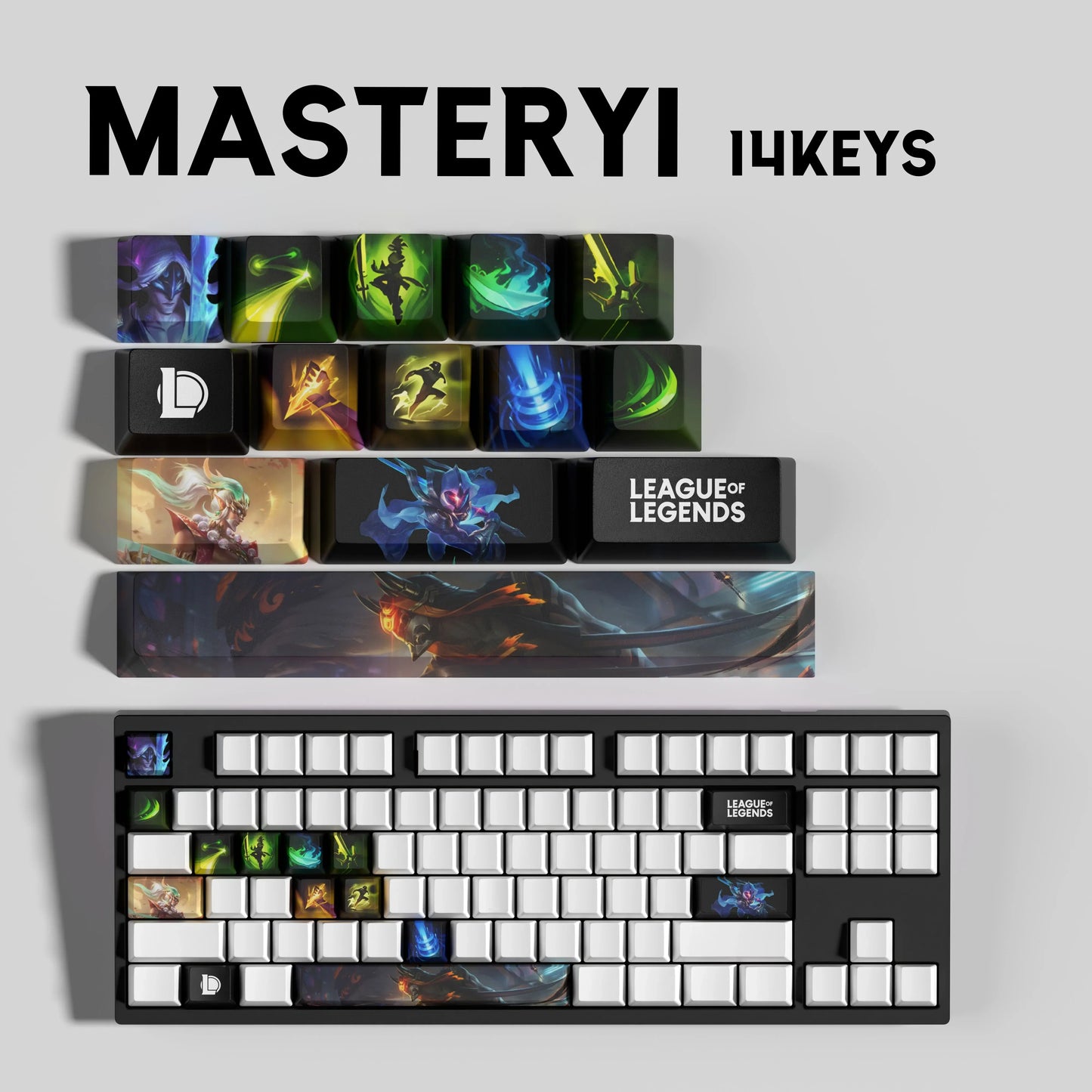 SPECIAL EDITION League of Legends Master Yi Keycaps – 14 Custom Keys